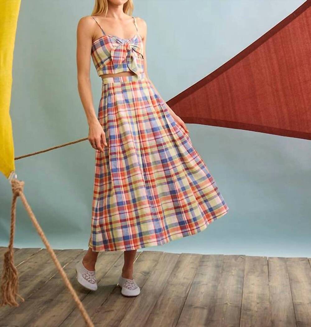 NEW HUNTER BELL maison midi skirt in harbor club madras